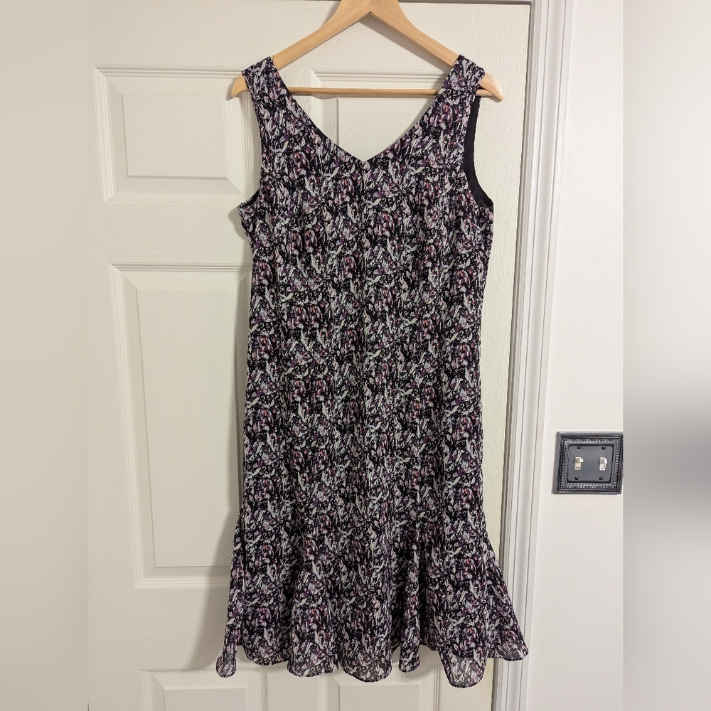Danny & Nicole Women's black and purple dress sleeveless flare hem Size 10
